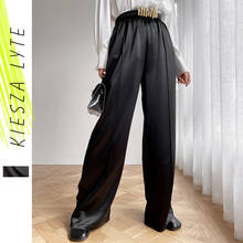 Women Wide Leg Pants High Waist Silk Satin Loose Black Pants Female Elegant 2022 Fashion Clothes New Trousers 2024 - buy cheap