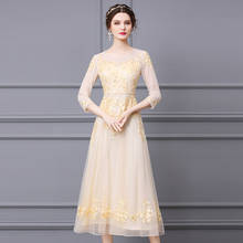 Top Quality New 2021 Summer Long Party Wedding Vestidos Women O-Neck Allover Luxurious Embroidery Pink Yellow Blue Maxi Gown 3XL 2024 - buy cheap