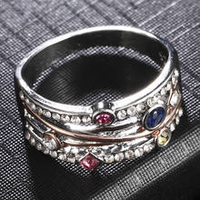Модное двухцветное серебряное кольцо, Женское Обручальное кольцо из кубического циркония, размер 6-10, обручальное кольцо из цинкового сплава 2024 - купить недорого