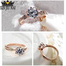 2 Colors Zircon Engagement Rings For Women Rose Gold Color Wedding Rings Men Female Anel Austrian Crystals Engagement Jewelry 2024 - buy cheap