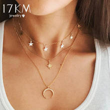 17KM Vintage Multilayer Pendant Necklace For Women Bohemian 2019 New Gold Round Heart Moon Star Choker Necklace Trendy Jewelry 2024 - buy cheap