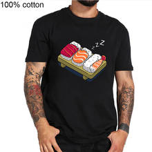 2019 Fashion Cartoon Sleepin' Sushi T Shirt Summer men's Novelty Cool Tee Top Newest Funny Sleeping Sushi Design Printed T-Shirt 2024 - buy cheap