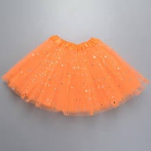 2022 Kids Baby Star Glitter Dance Tutu Skirt For Girl Sequin 3 Layers Tulle Toddler Pettiskirt Children Chiffon orange  skirt 2024 - buy cheap