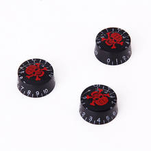 3pcs Black Speed Control Knobs for Electric Guitar w/ Red Skull Head Crossbones 2024 - buy cheap