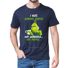Unisex 100% Cotton Grinch Drinking Coffee I Hate Morning People Mornings People Men's T-Shirt Women Tee Lovers Christmas Gift 2024 - buy cheap