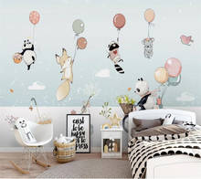 Papel de parede personalizado 3d, balão de ar quente com desenho de animal fofo para quarto de crianças, decoração de parede, plano de fundo de tv, papel de parede 3d 2024 - compre barato