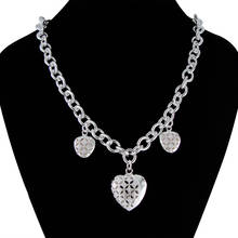 Genuine 100% 925 Sterling Silver Heart Pendant Necklace 18 Inch Rolo Chain Woman Choker Fashion Charm Jewelry Gift 2024 - buy cheap