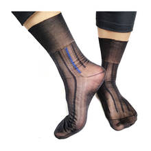 Brand Formal Dress Suits Socks Sheer Men Silk Socks Thin Sexy See Through Male Socks Striped Gay Collection Socks Sox 2024 - buy cheap