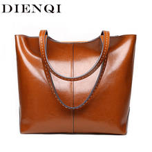 DIENQI 2021 New Female Genuine Leather Shoulder Bags Luxury Women Leather Handbags Ladies Big Designer Brown Top-handle Bag Tote 2024 - buy cheap