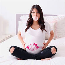 Одежда для беременных летняя футболка с забавным мультяшным принтом для беременных Топы большого размера с коротким рукавом для беременных женщин Лидер продаж футболки 2024 - купить недорого