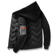Мужская парка с капюшоном, черная теплая приталенная куртка составного кроя, повседневная куртка, зима 2020 2024 - купить недорого