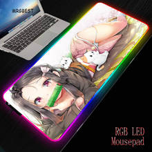 MRGBEST RGB игровой коврик для мыши с USB большой светодиодный подсветкой игровой Настольный ПК клавиатура коврик аниме демон Slayer Kimetsu No Yaiba 2024 - купить недорого