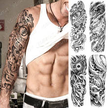 Большой рукав для татуировки на руку, механическое снаряжение, бионическая Водонепроницаемая наклейка на глаза, боди-арт, полностью искусственная татуировка для женщин и мужчин 2024 - купить недорого