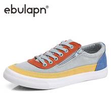 Ebulapn tênis masculino de lona, sapatos vulcanizados de lona, nova versão coreana, com alças para tênis, material respirável, primavera 2024 - compre barato