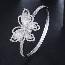 Erluer pulseira de borboleta feminina, pulseira fashion de cristal de zircônia rosa de ouro, pulseira de festa de casamento, presente de joia 2024 - compre barato
