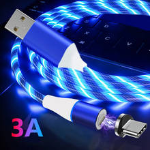 Cabo usb magnético para carregamento rápido, com luz de led 3a, cabo de dados para iphone, samsung, xaiomi 2024 - compre barato