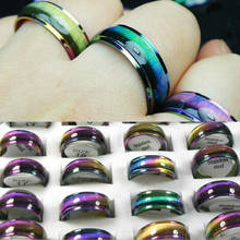 Anéis coloridos para mulheres, 50 peças por atacado, aço inoxidável, lindos anéis, joias para meninas, presentes de festa 2024 - compre barato