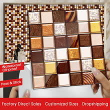 Adesivo de parede de cerâmica com mosaico de mármore, telhas rígidas de cristal plano, decoração de gaveta e arte para mural, papel de parede 2024 - compre barato