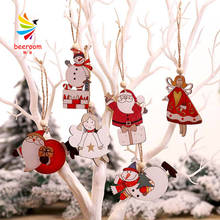 Natal diy pingente de madeira artesanato ornamento milu idosos boneco de neve colorido boneca de madeira decoração da janela pingente 2024 - compre barato