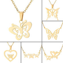 Ksra colar borboleta de aço inoxidável, colar moderna para mulheres, coração, anjo, titânio, joias femininas 2024 - compre barato