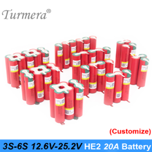 Battery 3S 4S 5S 6S 18650 HE2 2500mAh 5000mAh 20A 12.6V to 25.2V Soldering Battery for Screwdriver Shurik Battery Pack Turmera 2024 - buy cheap