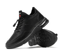 Sapatos masculinos de couro, calçados lisos e confortáveis com cadarço, preto, novos, de marca para homens, casual e de alta qualidade, 2021 2024 - compre barato