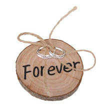 ANGRLY-portabebés rústico Vintage, caja de anillo de rebanada de madera natural, suministros para eventos de compromiso, decoración de boda, cuerda de yute 2024 - compra barato