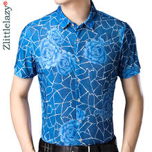 Бренд 2020, Повседневная летняя приталенная Цветочная гавайская рубашка с коротким рукавом, Мужская Уличная одежда, мужские рубашки, модная рубашка из Джерси 212 2024 - купить недорого