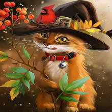 KAMY YI-pintura de diamante 3d de gato Boutique en un sombrero, pájaro, dibujos animados, bordado de fotos, mosaico, Mural, decoración del hogar europeo 2024 - compra barato