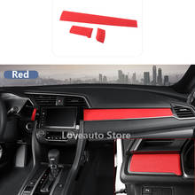 Car Alcantara Dashboard Decoration Strip Center Console Trim Interior for Honda Civic 10th 2016 2017 2018 2019 2020 2021 2024 - buy cheap