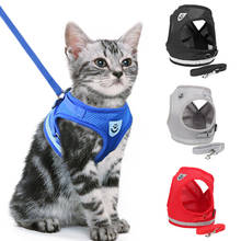 Reflective Cat Dog Adjustable Harness Vest Walking Lead Leash Nylon Mesh Kitten Puppy Leads Pet Clothes Chest Strap 2024 - buy cheap