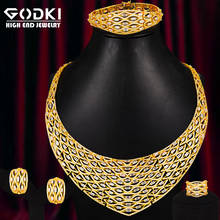 Godki-conjunto de joias de luxo feminino, conjunto com 4 peças de joias geométricas, zircônia cúbica dubai, noivas 2024 - compre barato