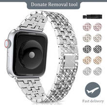 Браслет из нержавеющей стали для Apple Watch 44 мм, браслет для ювелирных изделий, ремешок с петлей для Iwatch Series SE 6 5 4 3 38/40/42 мм 2024 - купить недорого