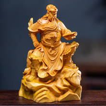 Скульптура гуангун гонг из самшита 15 см, деревянная статуя Будды, три царства гуанью, домашний декор 2024 - купить недорого