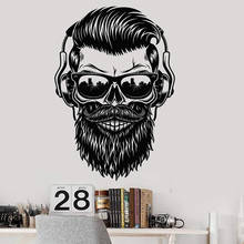 Adesivo de parede masculino hipster, adesivo de óculos de sol, barba, headphone musicais, adesivos, quarto, sala de estar, decoração de casa 2024 - compre barato