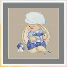 Gold Collection Counted Cross Stitch Kit Cross stitch RS cotton with cross stitch no print    Rabbit 2 2024 - buy cheap