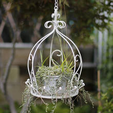 Idyllic wrought iron hanging basket flower pot hanging swing potted flowers and green plants balcony garden decoration 2024 - buy cheap