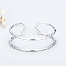 New European Style Simple Double-layer Bracelets Silver Plated Jewelry Round Popular Bangles SB185 2024 - buy cheap