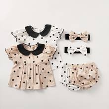Summer Toddler Polka Dot Short Sleeve Top+Pants+Bow Headband Baby Girl Sets 3 6 9 12 18 24 Month Baby Infant Clothes OBS204011 2024 - buy cheap