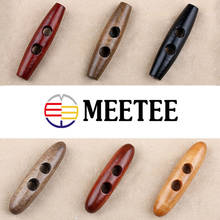 Meetee 50pcs 30-60mm Wooden Buttons 2 Holes Natural Wood Olive Horn Buckle for Coat Toggle Buttons Garment Sewing Accessories 2024 - buy cheap