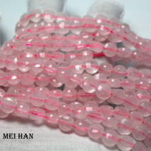 Meihan-Conjunto de 3 hebras de cuarzo rosa Natural, redondo plano, facetado, Gema de piedra para fabricación de joyas, 4x6mm 2024 - compra barato