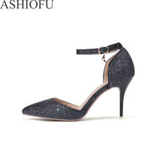 ASHIOFU-zapatos de tacón alto hechos a mano para mujer, calzado de vestir estilo campestre, con hebilla y Correa, de 8cm stilettos, de noche 2024 - compra barato