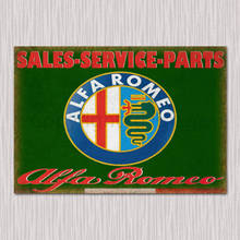 Alfa Romeo продажа услуг винтажный Ретро гаражный цех жестяной знак металлический плакат металлический декор металлическая живопись Настенная Наклейка 2024 - купить недорого