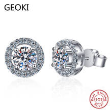 Geoki Passed Diamond Test 0.5 CT Perfect Cut Round Moissanite Stud Earrings 925 Sterling Silver Jewelry Classic Diamond Earrings 2024 - buy cheap