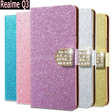 Shiny Flip Cover For Realme Q3 Case Funda PU Leather Wallet Book Coque On RealmeQ3 5G RMX2202 Magnetic Card Etui Hoesje Bag Case 2024 - buy cheap