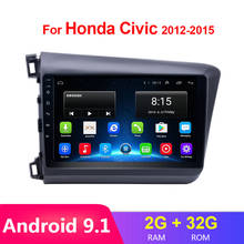 Kit multimídia automotivo para honda civic, "android 9.1, rádio para carro com tela de 9 polegadas, reprodutor de vídeo, navegação gps, mirrorlink, wi-fi, fm, 2012 a 2013 2024 - compre barato