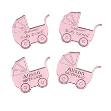 50PCS Personalized Engraved Baby Carriage Name Mirror Tag For Baptism Customized Acrylic Stickers Baby Shower Decor Tags Favor 2024 - buy cheap