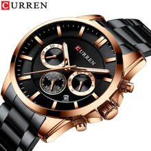 Curren elegante masculino relógio preto aço inoxidável chronograp calendário displayater resistente topo marca de negócios relógios masculinos 2024 - compre barato