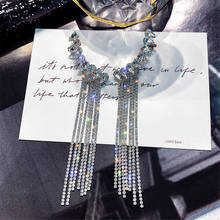 Fashion Long Tassel Full Rhinestone Drop Earrings for Women Bijoux Shiny Water Drop Crystal Dangle Earrings Jewelry Gifts 2024 - buy cheap