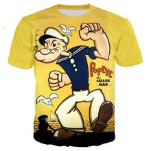 Camiseta divertida de Popeye para hombres y mujeres, camisa con estampado 3D, ropa de calle de verano, camiseta Punk del cuello redondo, Tops de gran tamaño 5XL 2024 - compra barato